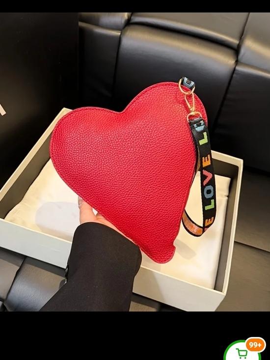 Handbags - LAST ONE !!! Red Heart-Shaped Wristlet Bag